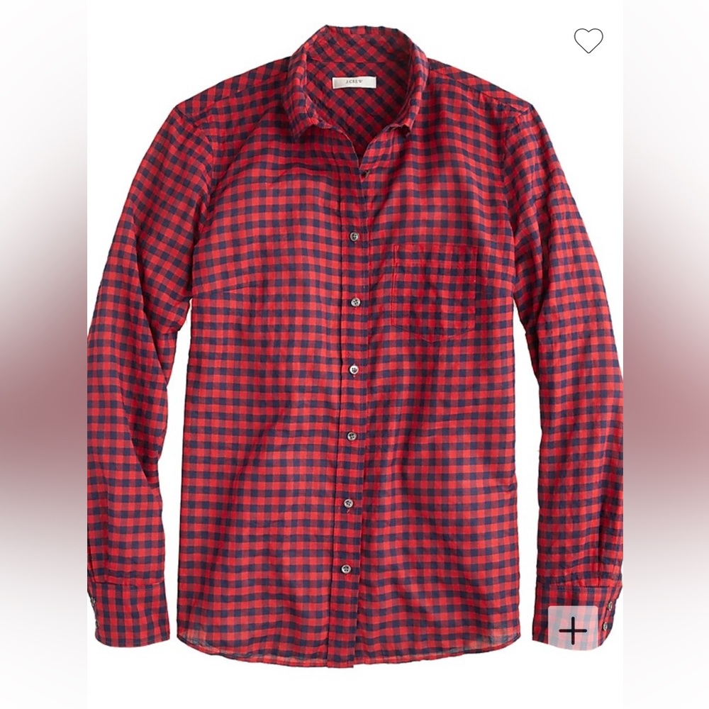 J.Crew Crinkle Boy Shirt in Red Check Sz 14